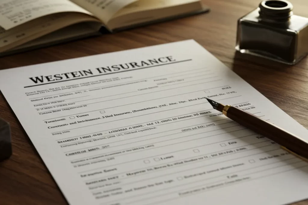 Western insurance business questionnaire for assessing company details, financial stability, and eligibility for bonding or insurance coverage.